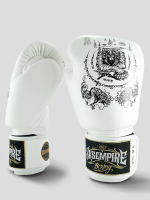 SKS Empire Boxing Gloves - Sak Yant - Real Leather - White / Black