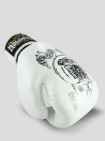 SKS Empire Boxing Gloves - Sak Yant - Real Leather - White / Black