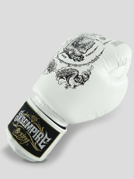 SKS Empire Boxing Gloves - Sak Yant - Real Leather - White / Black