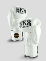 SKS Empire Boxing Gloves - Sak Yant - Real Leather - White / Black