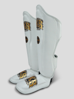 SKS Empire Shin Guards - Real Leather - White / Gold