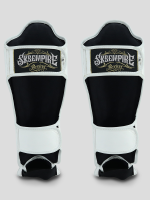 SKS Empire Shin Guards - Sak Yant - Real Leather - White / Black