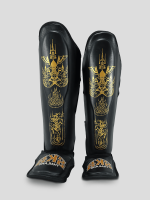 SKS Empire Shin Guards - Sak Yant - Real Leather - Black / Gold