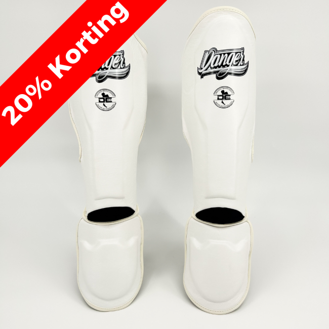 Danger Thai Pro Shin Guards - Leather - White