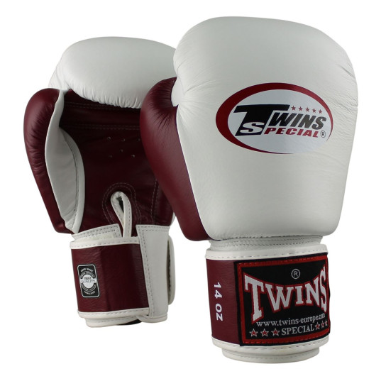 Twins Special BGVL 3 Boxhandschuhe - Echtes Leder - Weiß / Weinrot