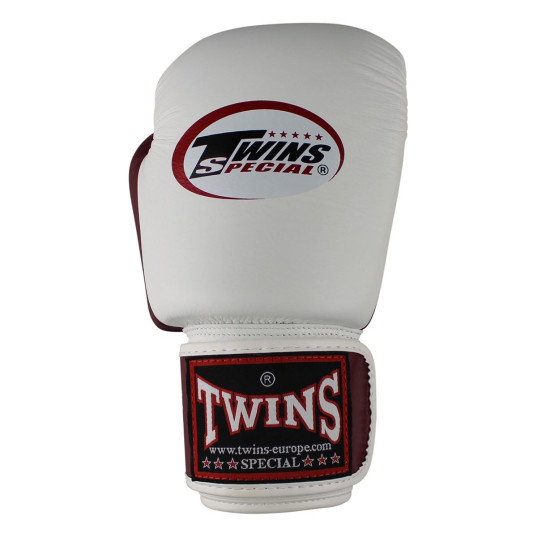 Twins Special BGVL 3 Boxhandschuhe - Echtes Leder - Weiß / Weinrot