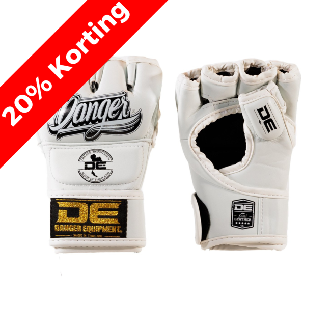 Danger Competition MMA Gloves - Semi-Leather - White