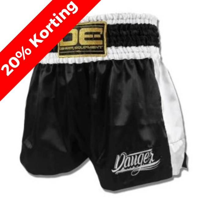 Danger Eco Muay Thai Shorts - Satin - Black/White