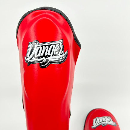 Danger Children's Shin Guards - PU - Red