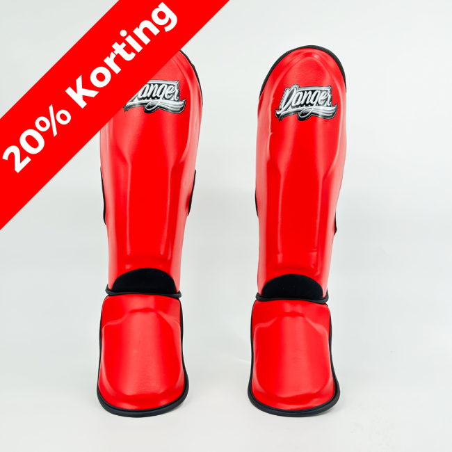 Danger Children's Shin Guards - PU - Red