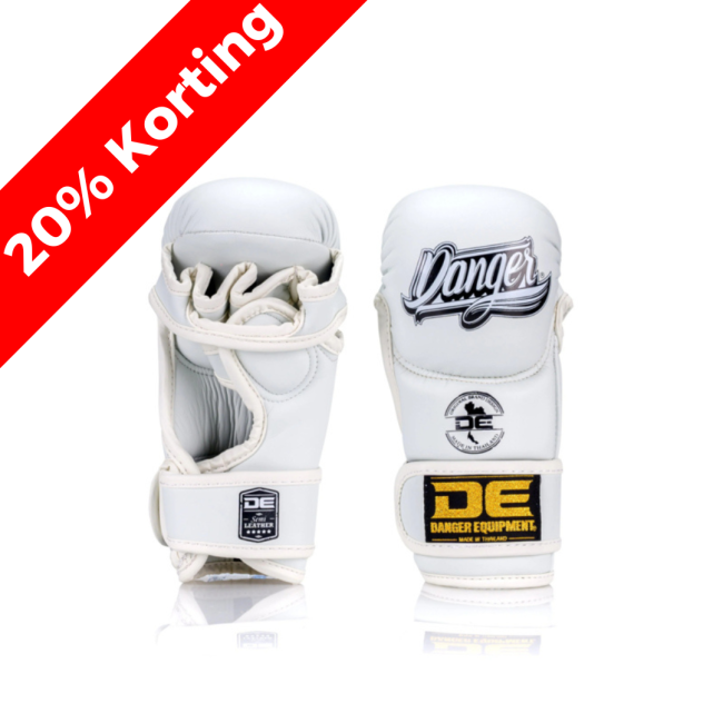 Danger MMA Sparring Gloves - semi leather - White