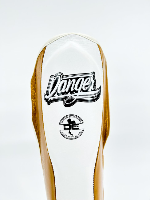 Danger Reborn Shin Guards - Leather - White/Gold