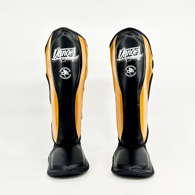 Danger Reborn Shin Guards - Leather - Black/Gold