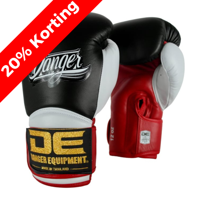 Danger Rocket 5.0 Boxing Gloves - Leather - Black/White/Red