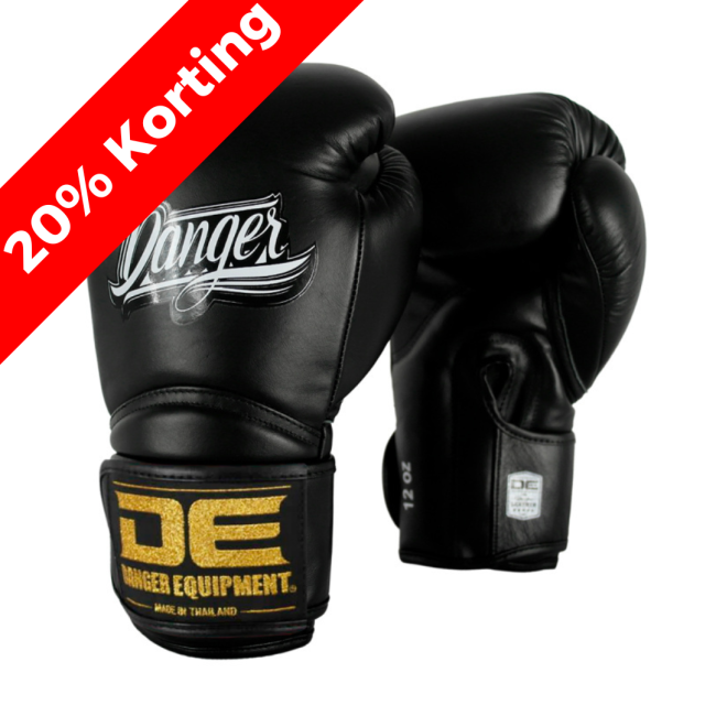 Danger Rocket Boxing Gloves - Leather - Black