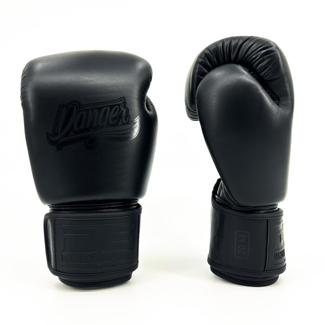 Danger Supermax Boxing Gloves - Black Edition - Leather - Black