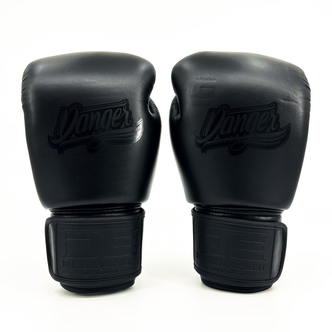 Danger Supermax Boxing Gloves - Black Edition - Leather - Black