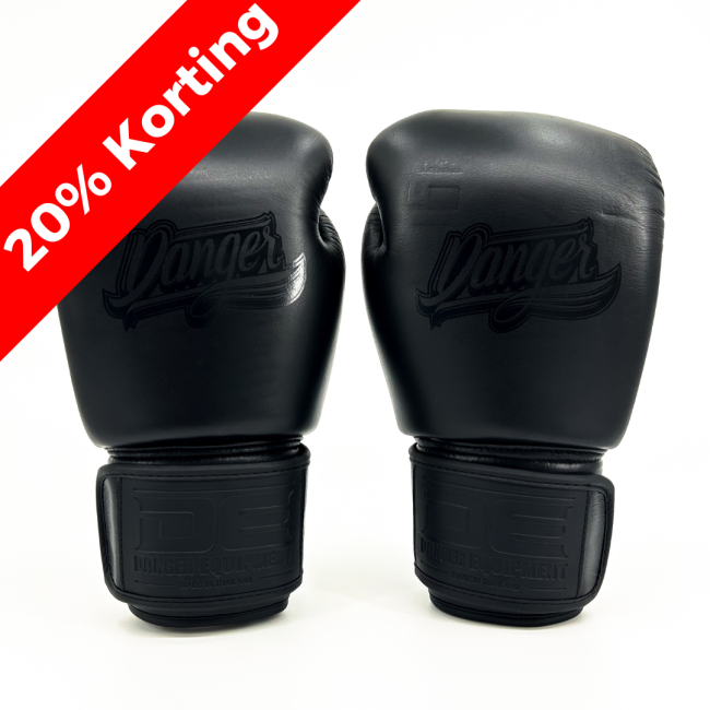 Danger Supermax Boxing Gloves - Black Edition - Leather - Black