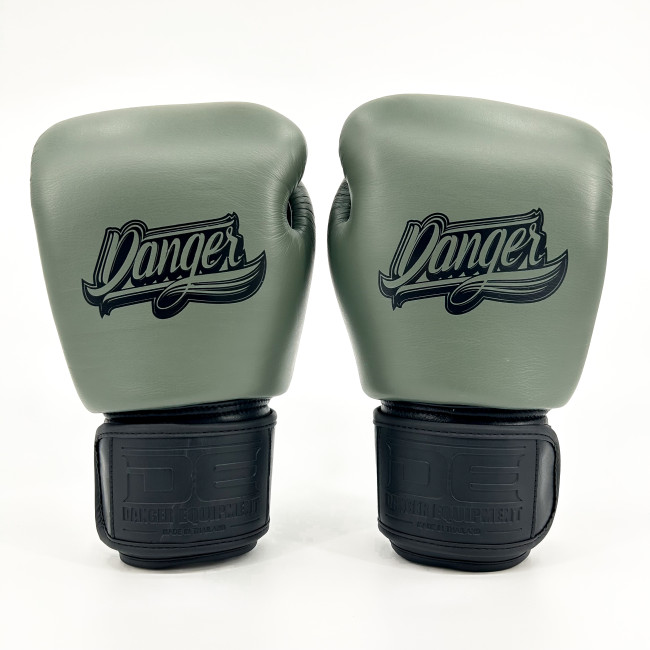 Danger Supermax Boxing Gloves - Army Edition - Leather - Army Green