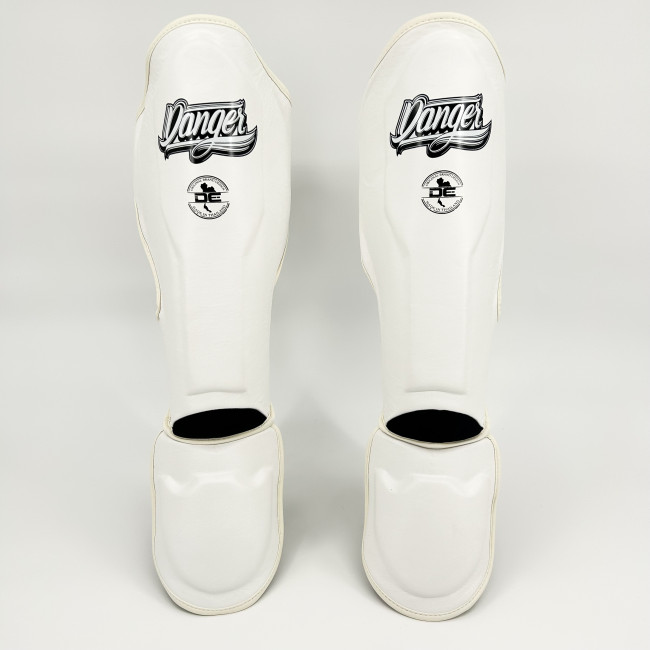 Danger Thai Pro Shin Guards - Leather - White