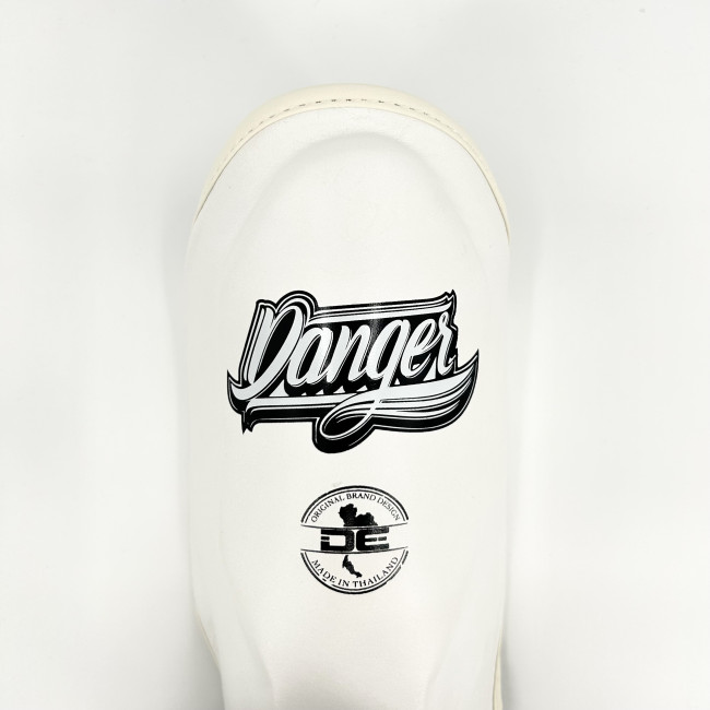 Danger Thai Pro Shin Guards - Leather - White