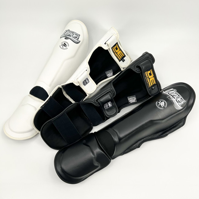 Danger Thai Pro Shin Guards - Leather - White