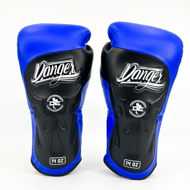 Danger Ultimate Fighter Boxing Gloves - Leather - Blue/Black