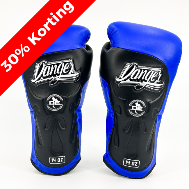 Danger Ultimate Fighter Boxing Gloves - Leather - Blue/Black