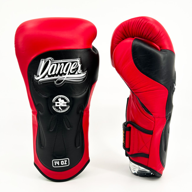 Danger Ultimate Fighter Boxing Gloves - Leather - Red/Black