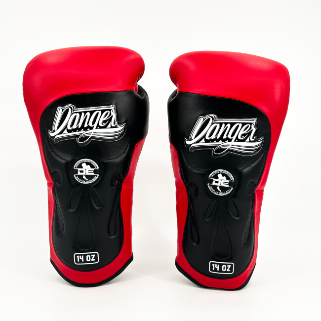 Danger Ultimate Fighter Boxing Gloves - Leather - Red/Black