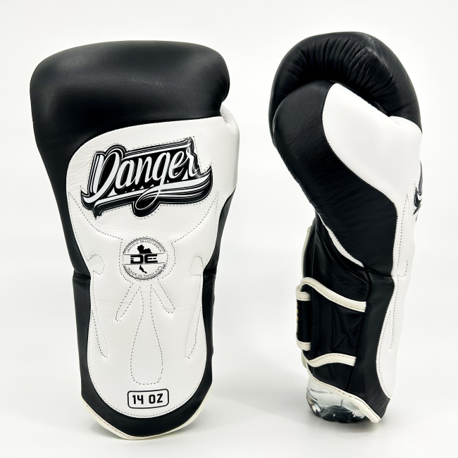 Danger Ultimate Fighter Boxing Gloves - Leather - Black/White