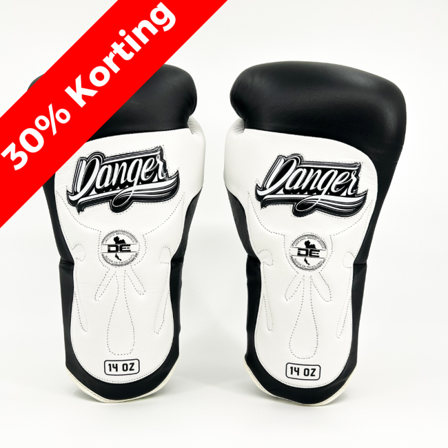 Danger Ultimate Fighter Boxing Gloves - Leather - Black/White