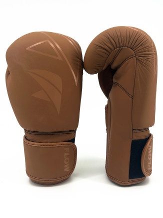 Flow Progress Boxing Gloves - Multi-Layered Foam - Matte Brown Cowhide Leather