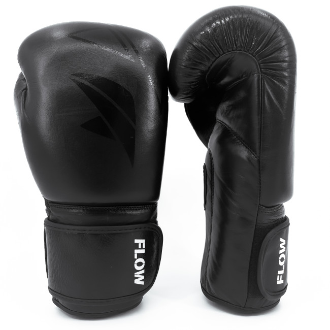 Flow Progress Boxing Gloves - Multi-Layered Foam - Black Cowhide Leather