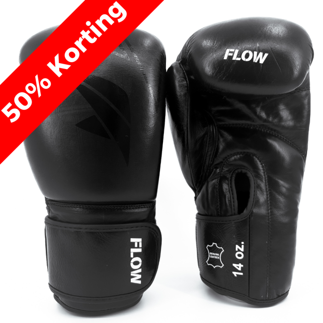 Flow Progress Boxing Gloves - Multi-Layered Foam - Black Cowhide Leather