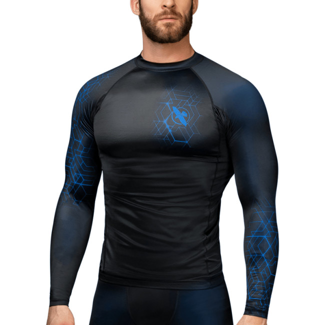 Hayabusa Geo Long Sleeve Rashguard - Black / Blue