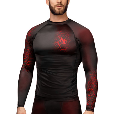 Hayabusa Geo Long Sleeve Rashguard - Black / Red