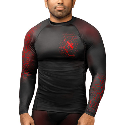 Hayabusa Geo Long Sleeve Rashguard - Black / Red