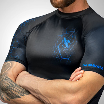 Hayabusa Geo Short Sleeve Rashguard - Black / Blue