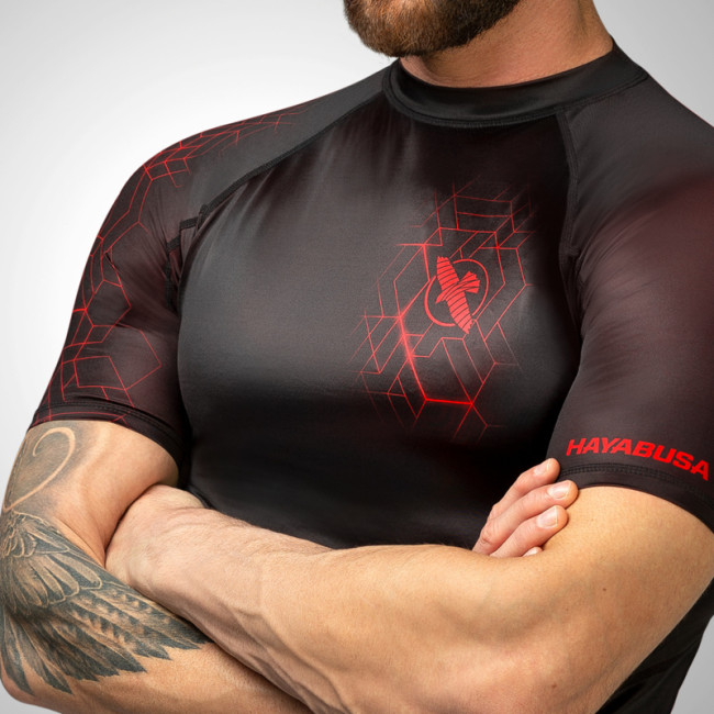 Hayabusa Geo Short Sleeve Rashguard - Black / Red