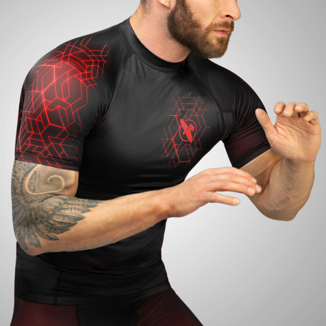 Hayabusa Geo Short Sleeve Rashguard - Black / Red