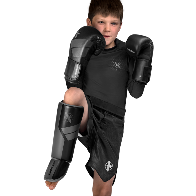 Hayabusa S4 Youth Shinguards - Black