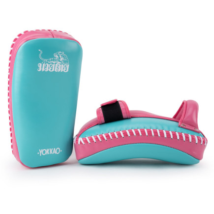 Yokkao Free Style Kicking Pads - Genuine Leather - Island / Hot Pink