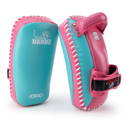 Yokkao Free Style Kicking Pads - Genuine Leather - Island / Hot Pink