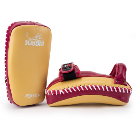 Yokkao Free Style Kicking Pads - Genuine Leather - Mango / Cerise