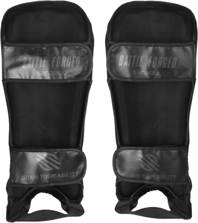 Sanabul Battle Forged Kickboxing Shin Guards - Black