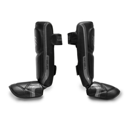 Sanabul Core Series Hook and Loop Shinguards - Black and Metal