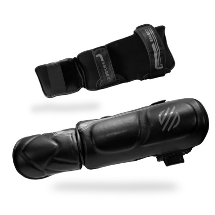 Sanabul Core Series Hook and Loop Shinguards - Black and Metal