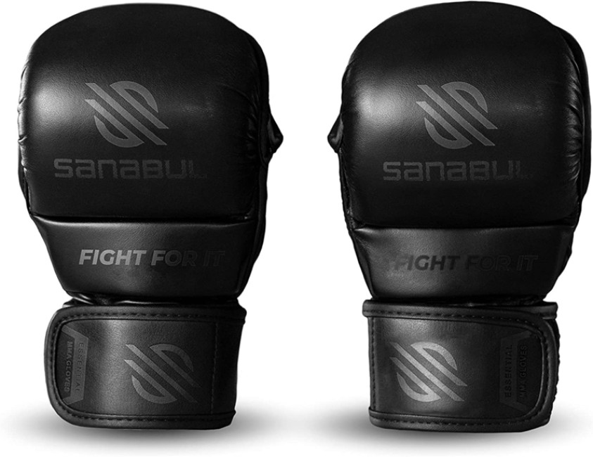 Sanabul Essential 7 oz MMA Hybrid Sparring Gloves Black Kickboxing shop