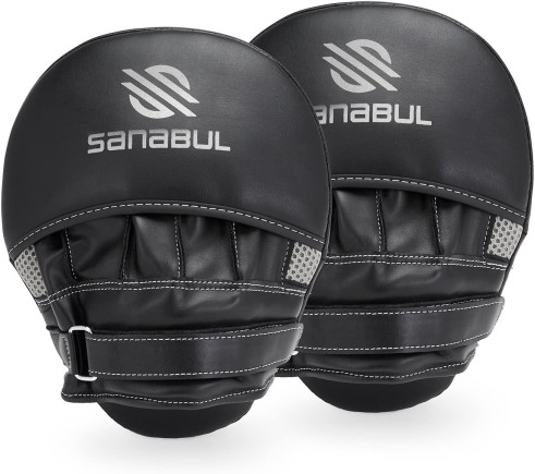 Sanabul Essential Curved Punch Mitts - Black / Silver